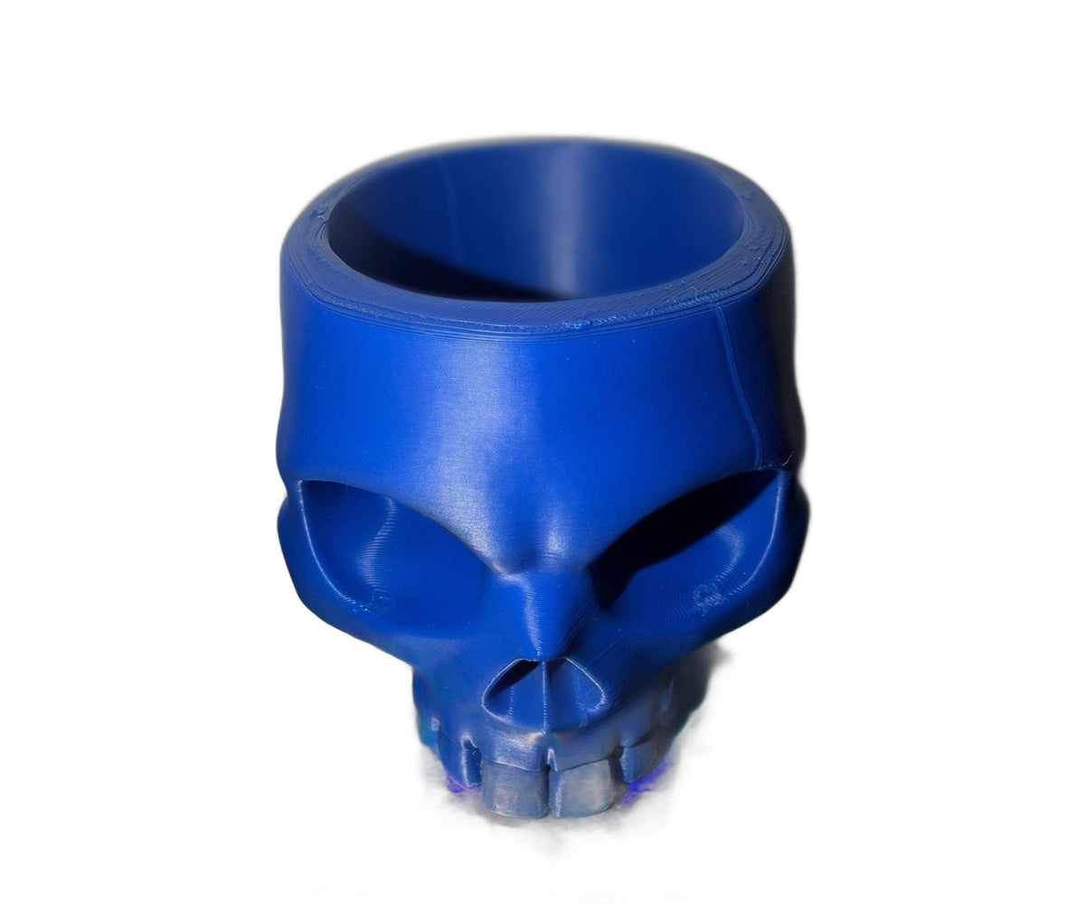 3D printed skull bowl, white background