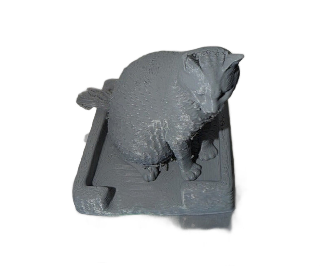 Custom 3D printed cat figurine example, white background