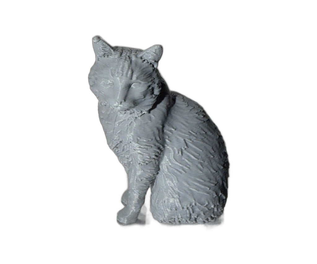 Custom 3D printed cat figurine example, white background