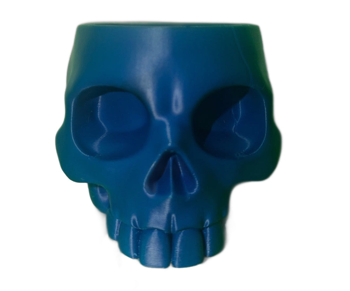 3D printed skull bowl, white background