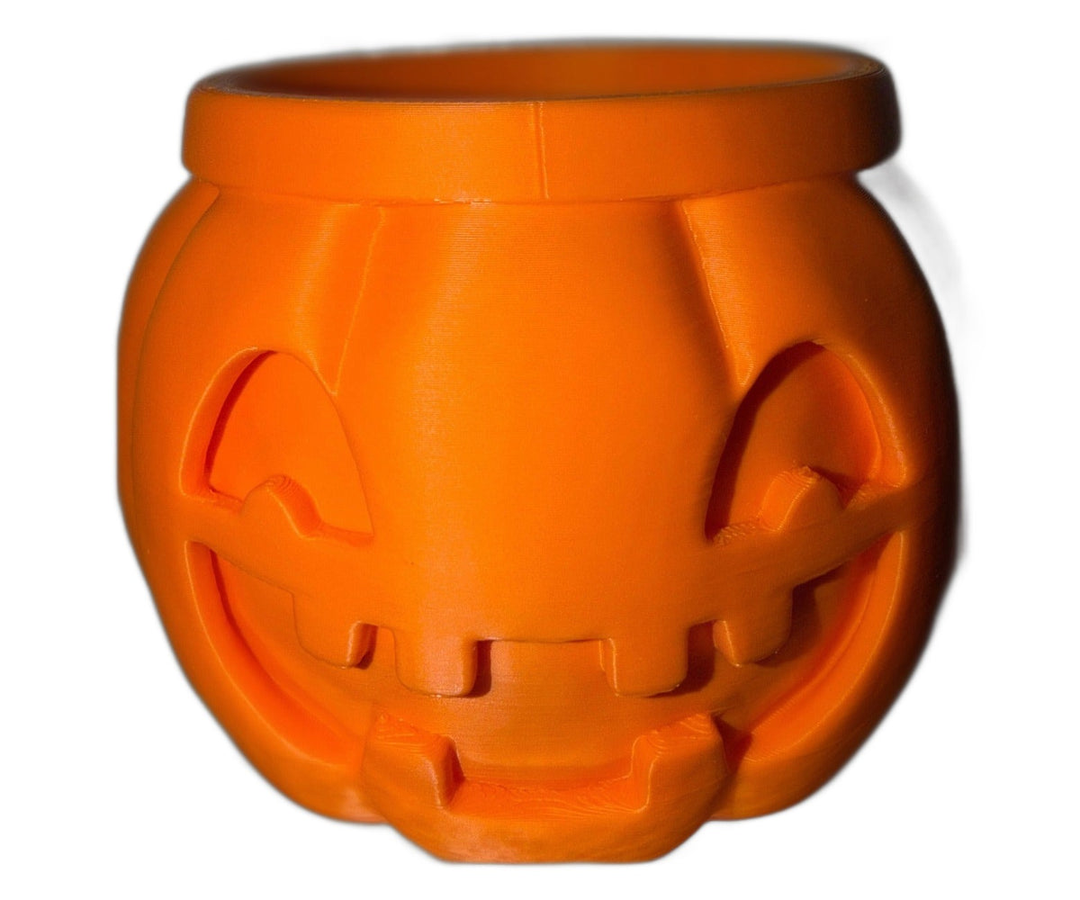 3D printed pumpkin bowl, white background