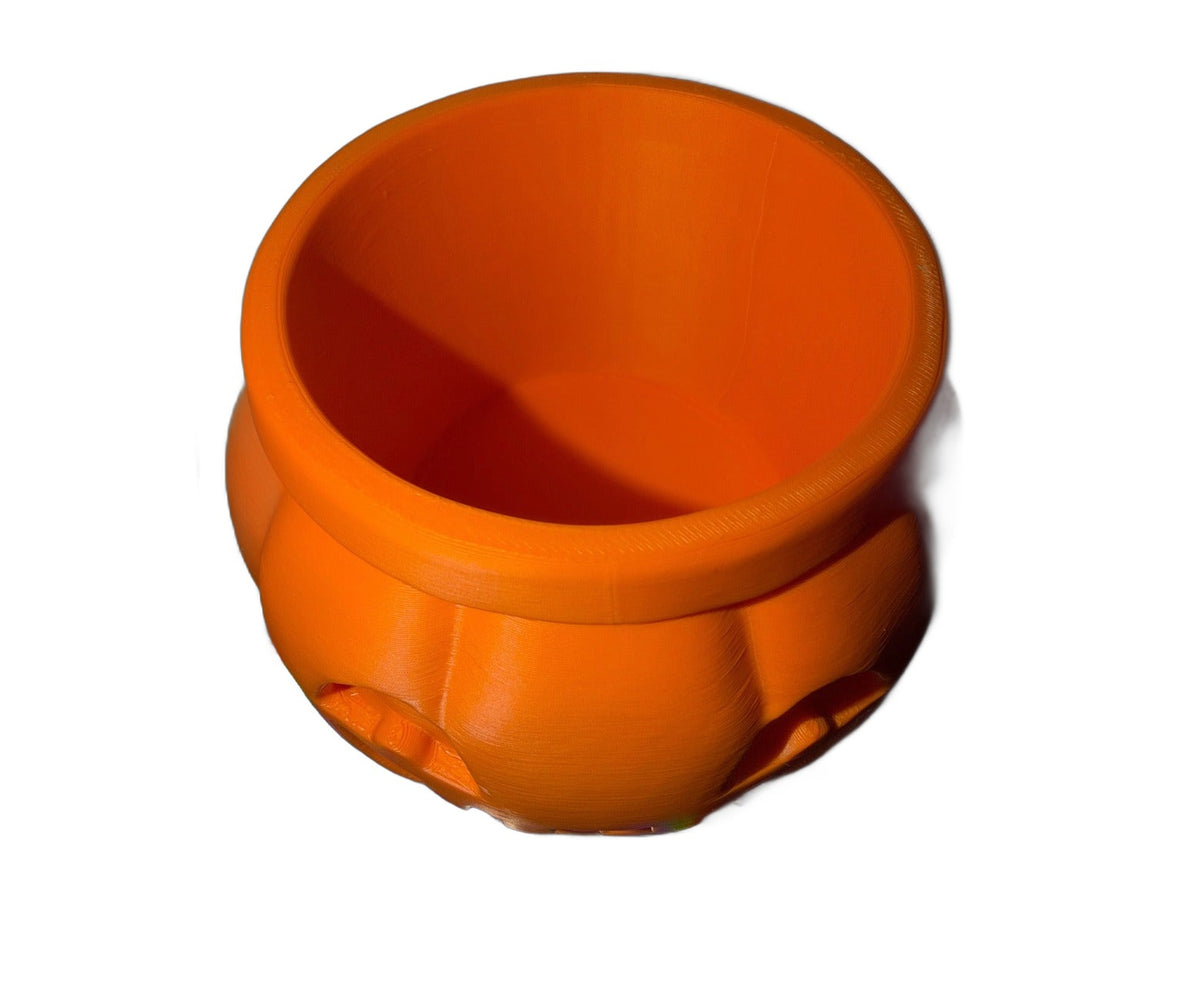 3D printed pumpkin bowl, white background
