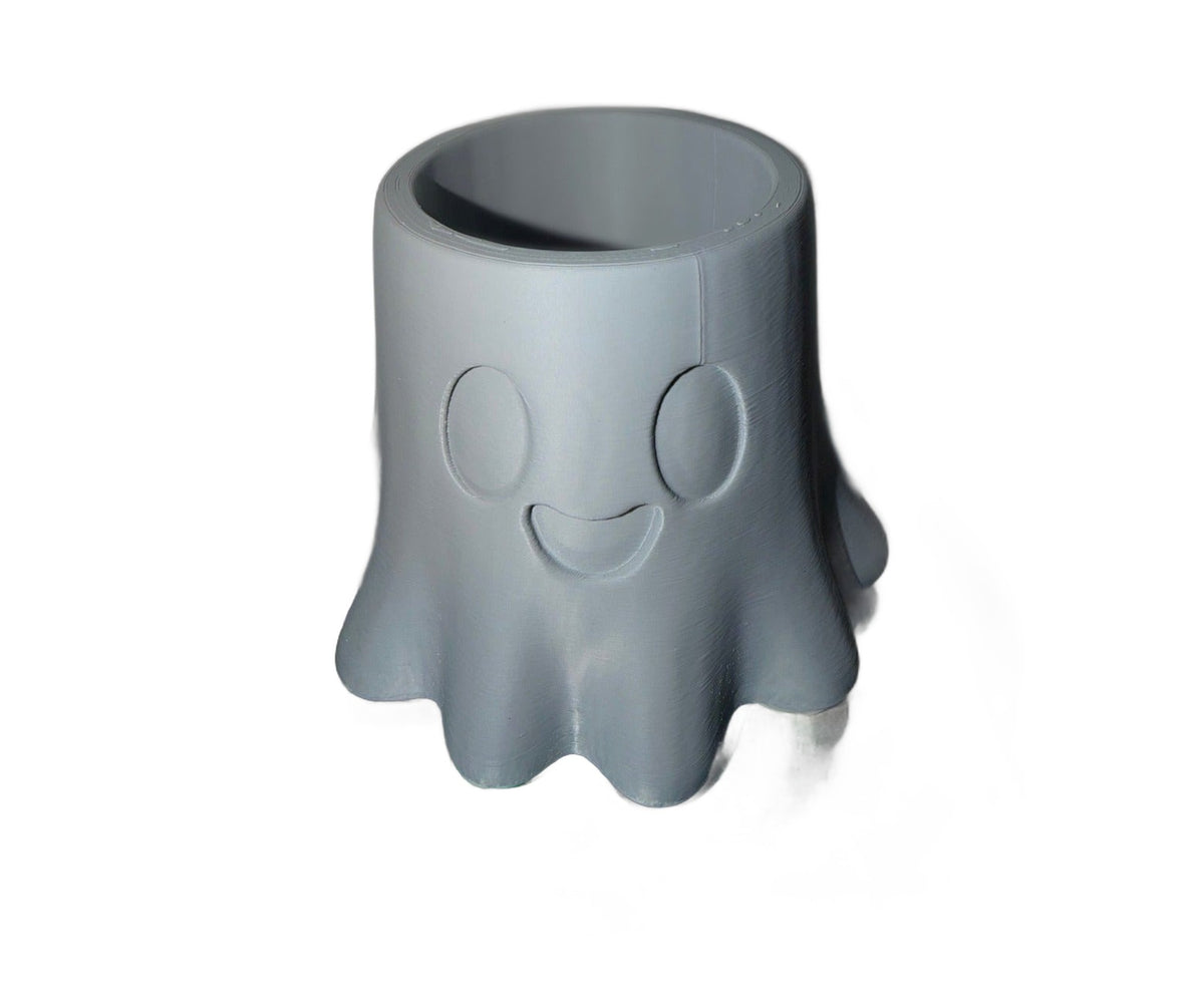 3D printed ghost tealight holder, white background