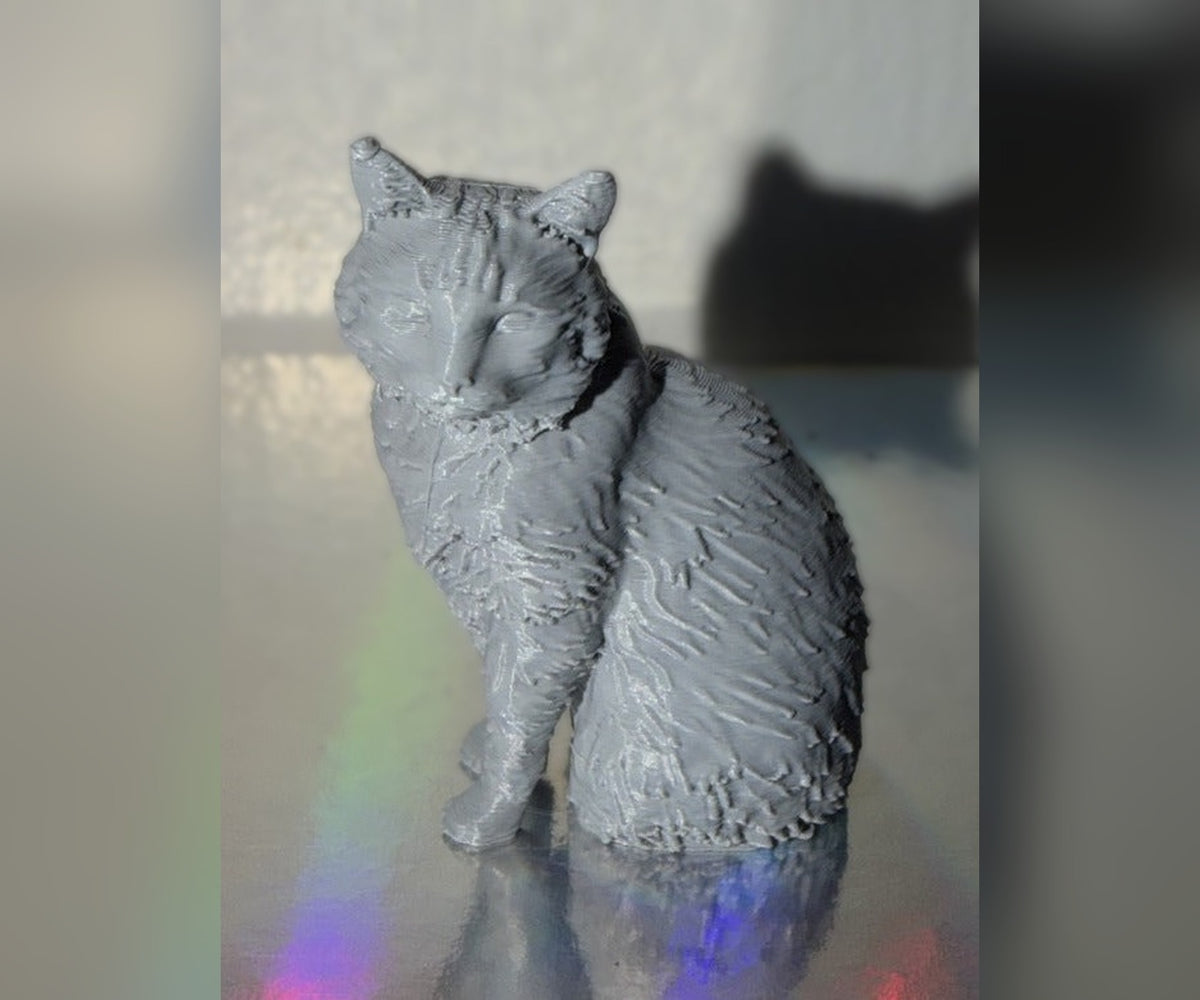 Custom 3D printed cat figurine example