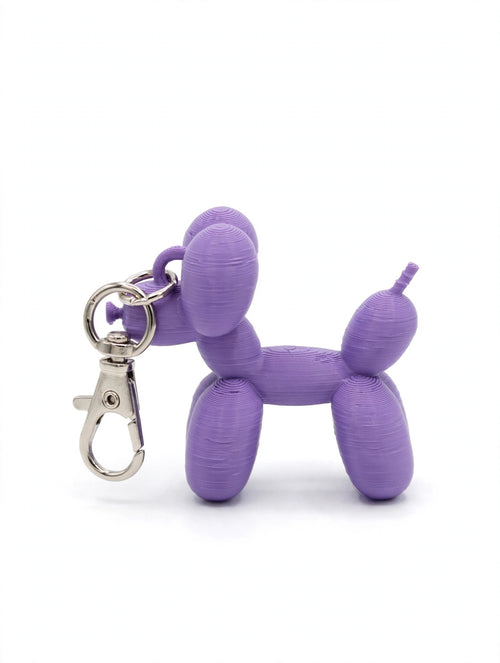 3D printed balloon dog keychain, three-quarter view