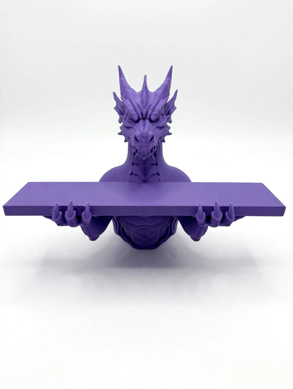 3D printed dragon shelf, white background