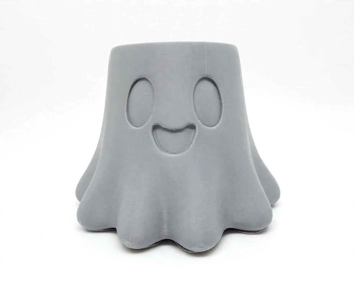 3D printed ghost tealight holder, white background