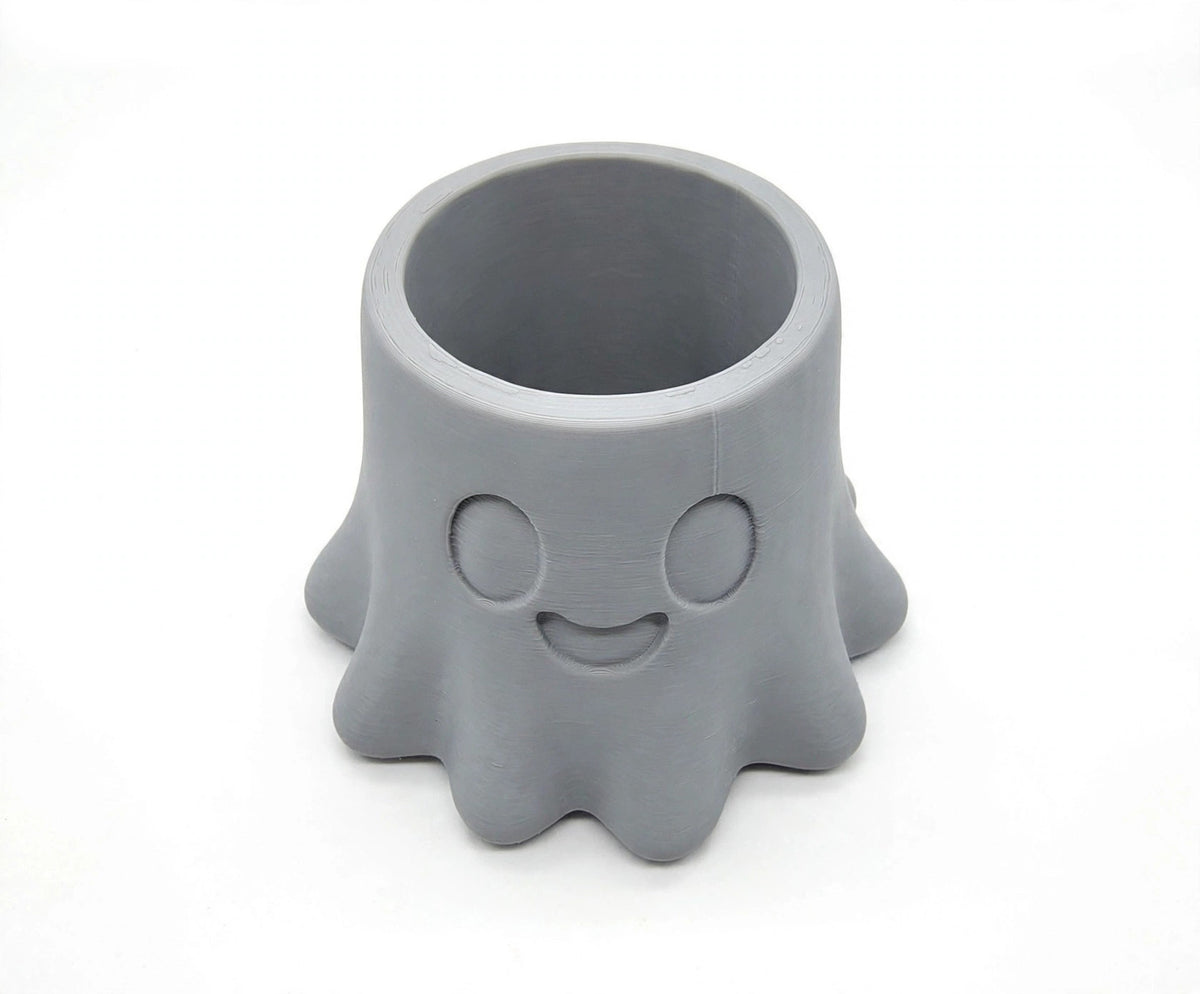 3D printed ghost tealight holder, white background
