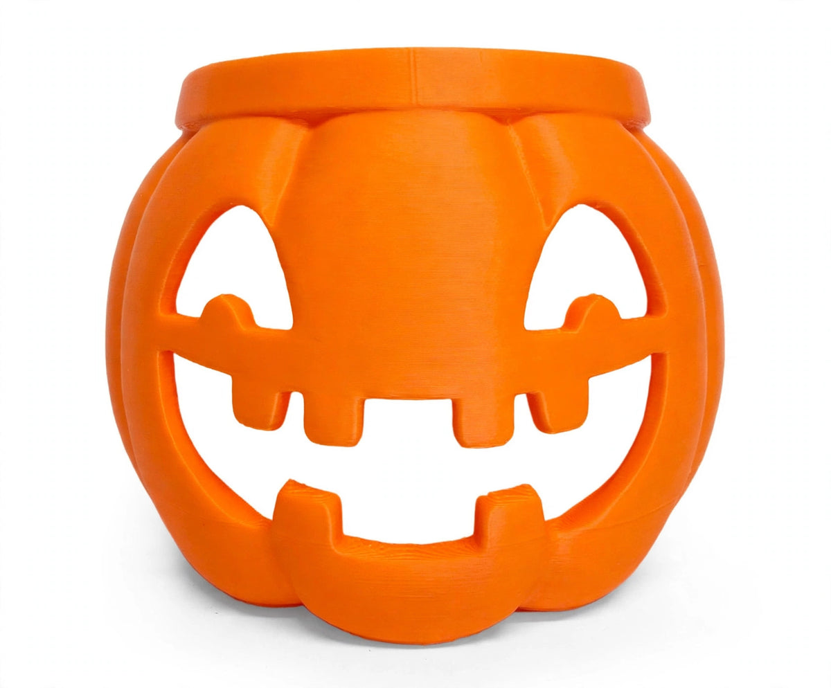 3D printed pumpkin bowl, white background
